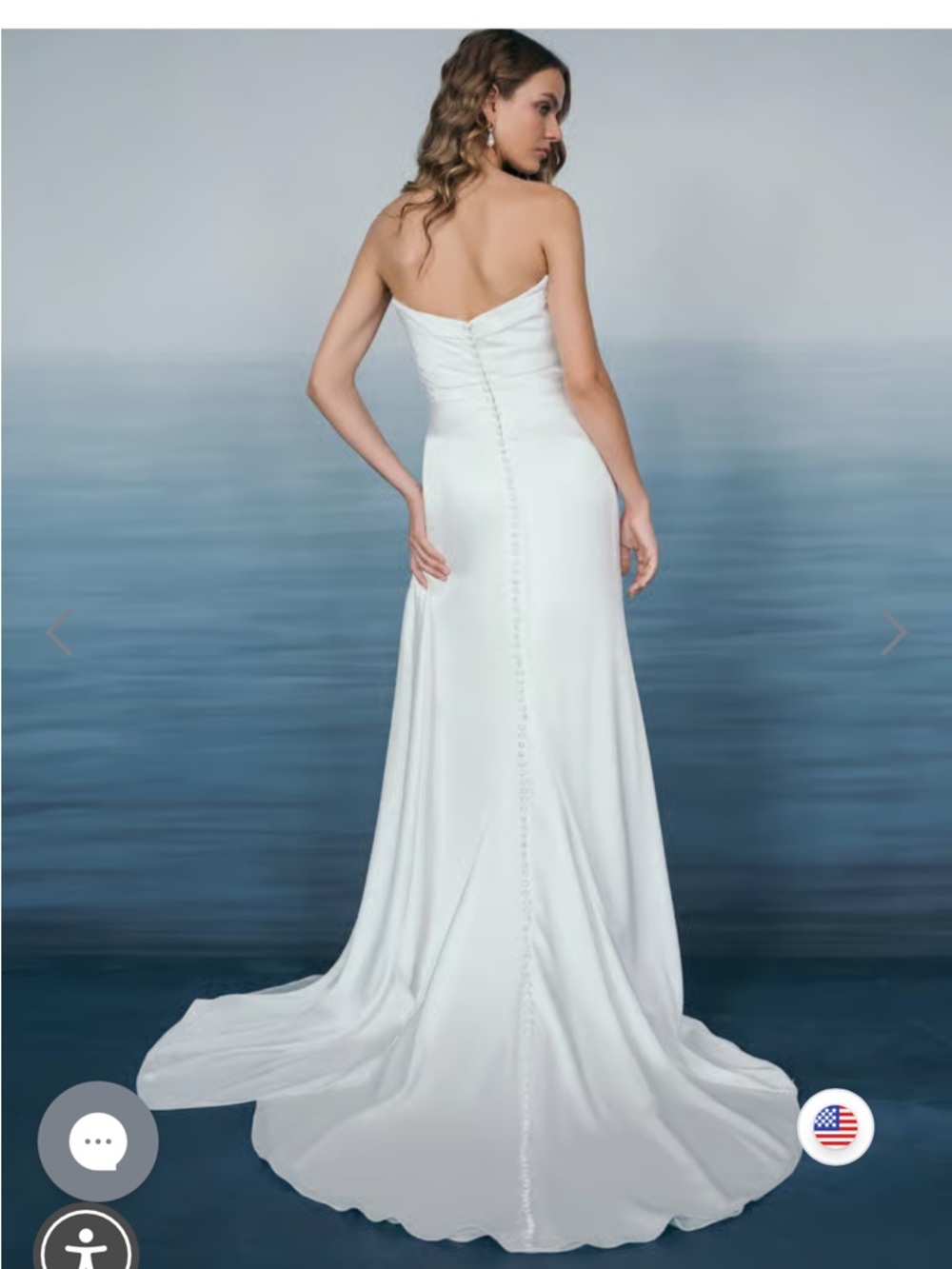Wedding Gown byJenny Yoo White Off-Shoulder Satin Wedding Dress with Draped Side - Picture 5 of 8